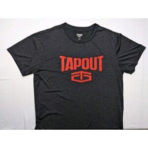 Tapout Short Sleeve T Shirt-Black with Red Logo-Red Stitching-Mens Large